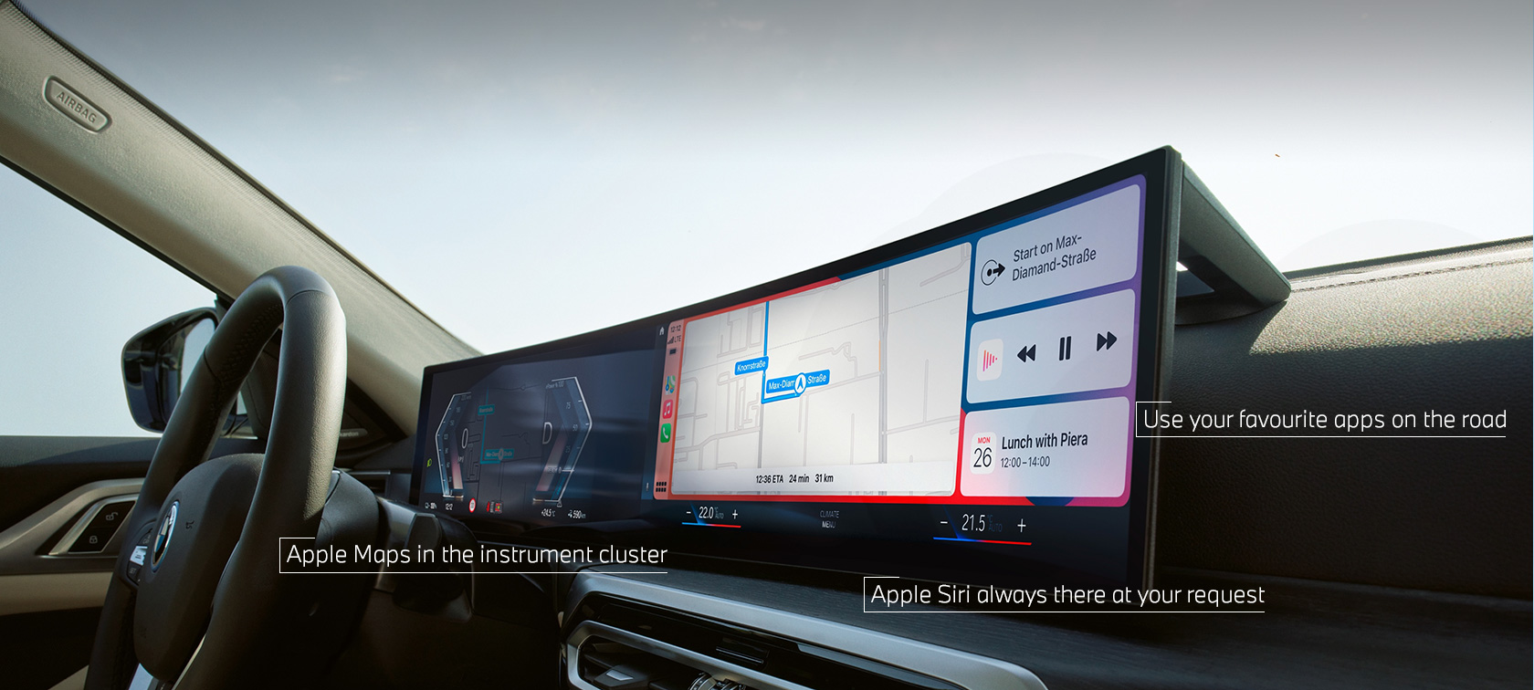 Apple CarPlay® menu in BMW Curved Display von BMW ConnectedDrive